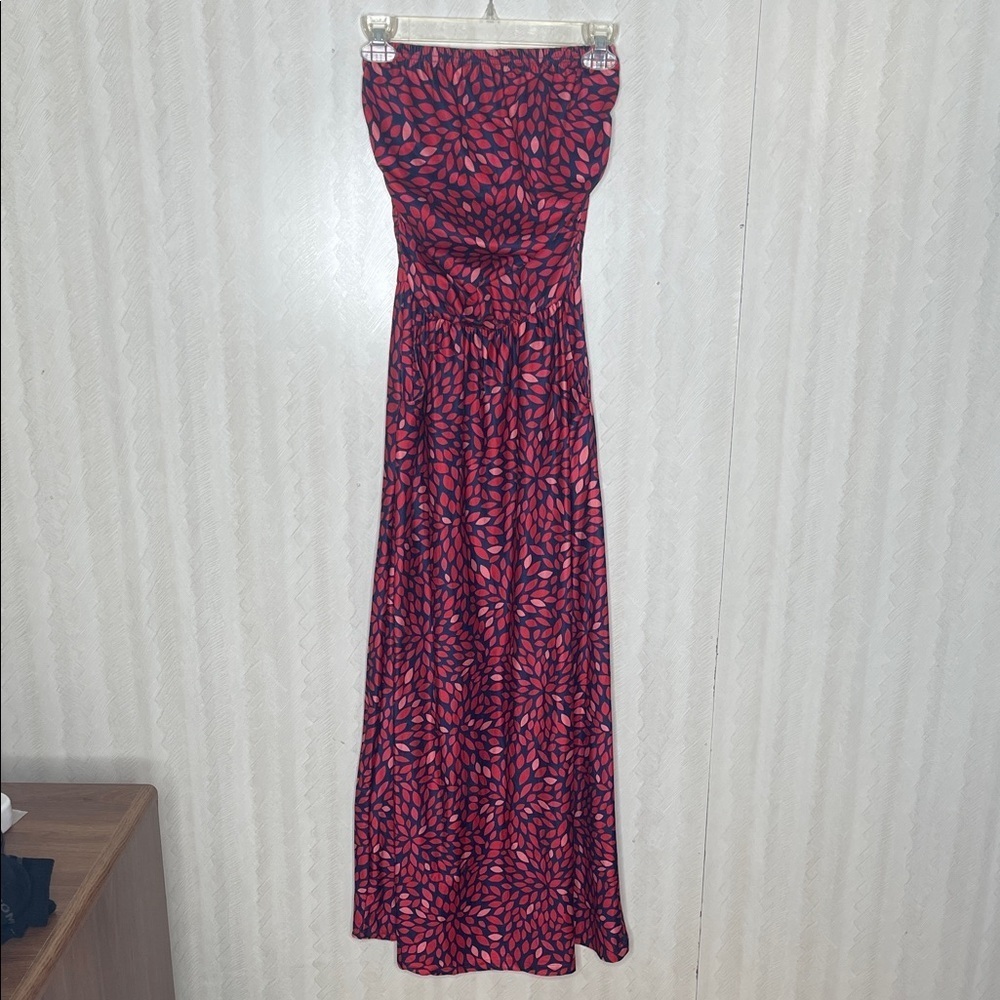 ❤️ CLEARLOVE Women Strapless Casual Loose Ruched Maxi Dress with Pockets Size S - Picture 4 of 6
